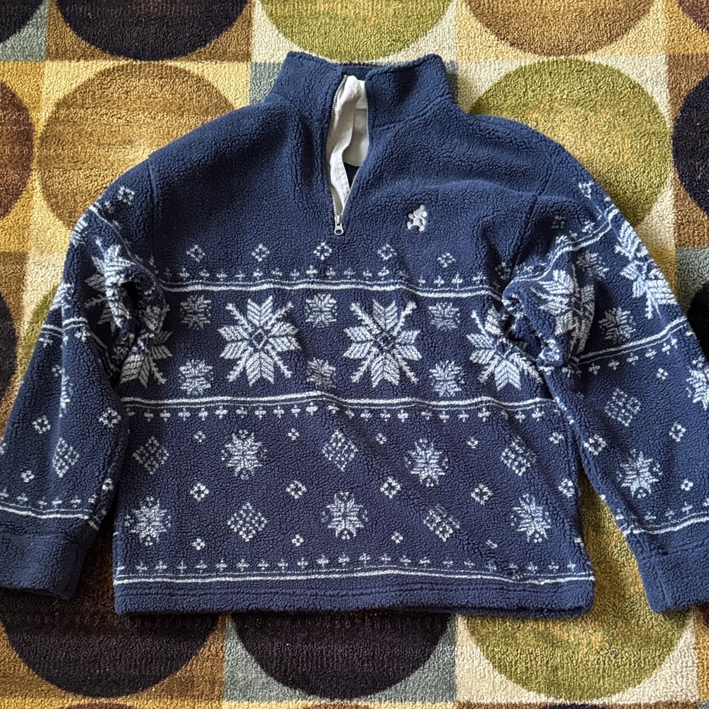 Disney Men's Blue and White Zip-Up Sweater